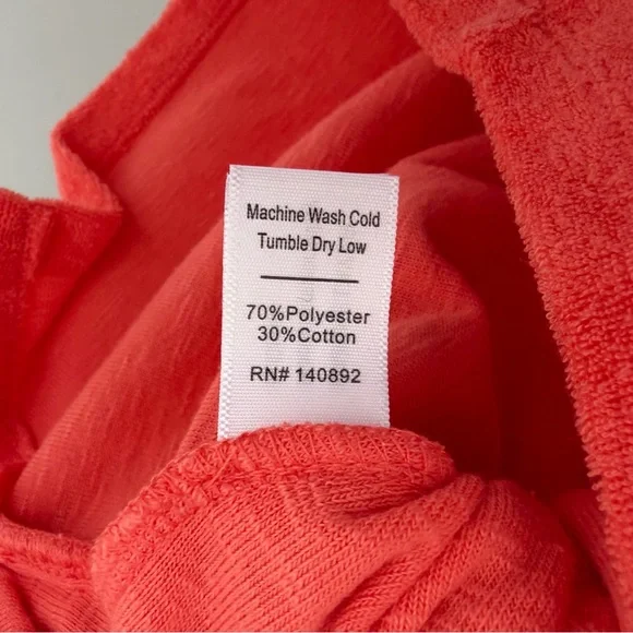 MARINE LAYER Women’s Terry Out Jacquard Resort Shirt in Hot Coral Colorblock - Picture 13 of 14